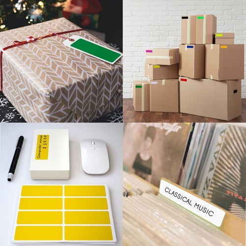 Etiqueta rectangular Kraft de color en varios tamaños (1 1⁄2 ""x 3⁄4""- 4"" x 2") 15 hojas - Imagen 7 de 16
