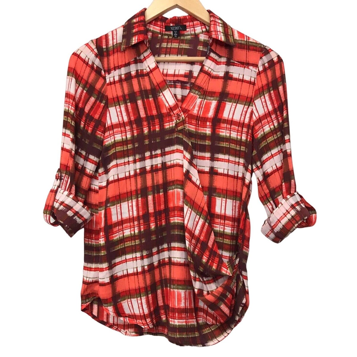 XOXO Top Womens Size XS Red White Green | eBay