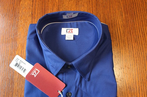CUTTER & BUCK BLUE Epic Easy Care Mens Broken Twill DRESS SHIRT SZ:XLT NWT - Picture 3 of 3