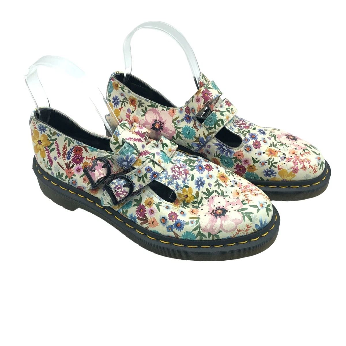 Dr. Martens 8065 Wanderlust Double Strap Floral Mary Jane White
