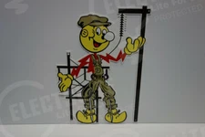 Reddy Kilowatt SOFT HAT LINEMAN STEEL ENAMEL DIE CUT SIGN. ELECTRICIAN GIFT!