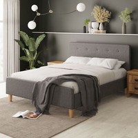 Ashbourne Bed King Size 5FT 150cm Bedroom Hopsack Fabric Upholstered Grey