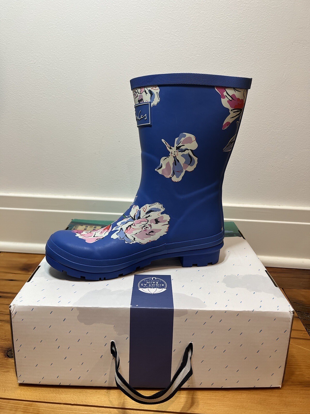 *NEW* Joules Women’s Molly Welly US Size 7 Short Blue With Pretty Flower Design image 7