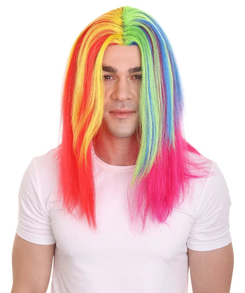 Rainbow Colors Straight Wig 6ix9ine Daniel Hernandez Cosplay Party Hair HM-1040 - Image 2 of 4