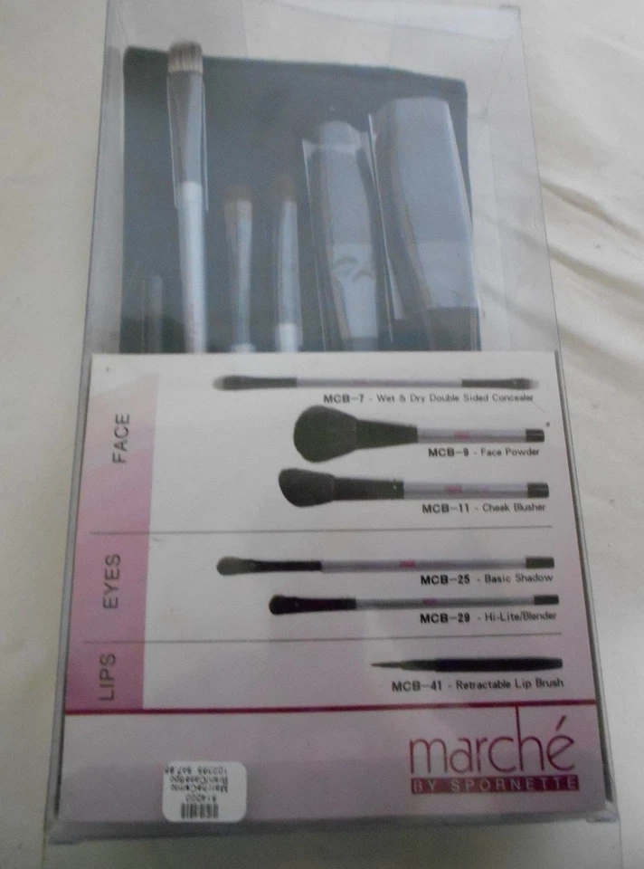 Seis cepillos cosméticos Marche by Spornette con estuche negro para cepillos Foto 2 de 2