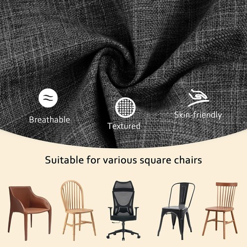 Set of 6 Chair Cushions for Dining Chairs Non Slip Seat Cushion with Dark Grey - Picture 2 of 7