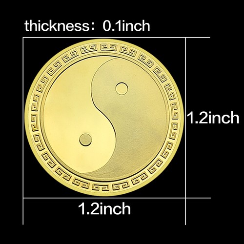 Chinese Gold Coin Dragon and Phoenix Tai Chi Kung Fu Commemorative Medal Gift - Foto 13 di 14