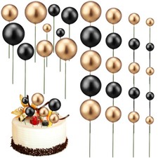 30 Pezzi Palline per Torte Oro e Nero Inserti Decorativi Argento Misti Decorazione Torte