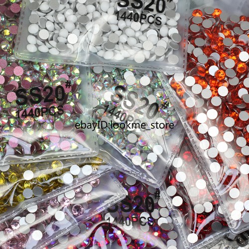 1440pcs 5mm (ss20) Crystal Glass Rhinestones Flatback Gems Nail Art Crafts Decor - Picture 1 of 75