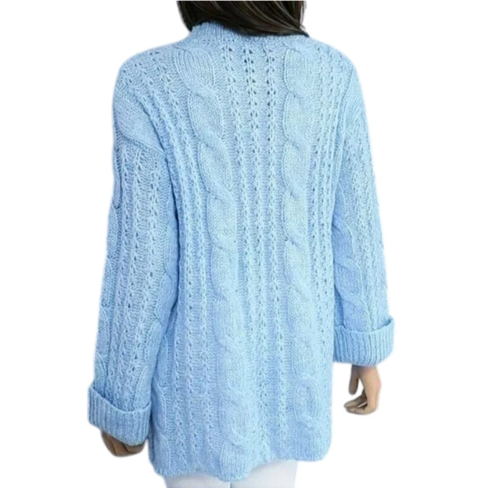 ¡Nuevo! Suéter túnica Michelle Nicole acogedor suave tejido con cable dobladillo alto-bajo aberturas laterales L Foto 2 de 4