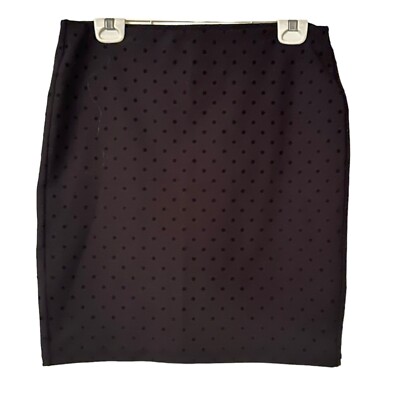 Old Navy Knit Pencil Skirt Medium Jersey Velvet Clip Dot Black Pull On 
