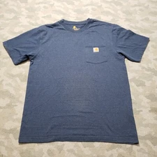 Carhartt Shirt Mens Medium Blue Pockets Short Sleeve Workwear