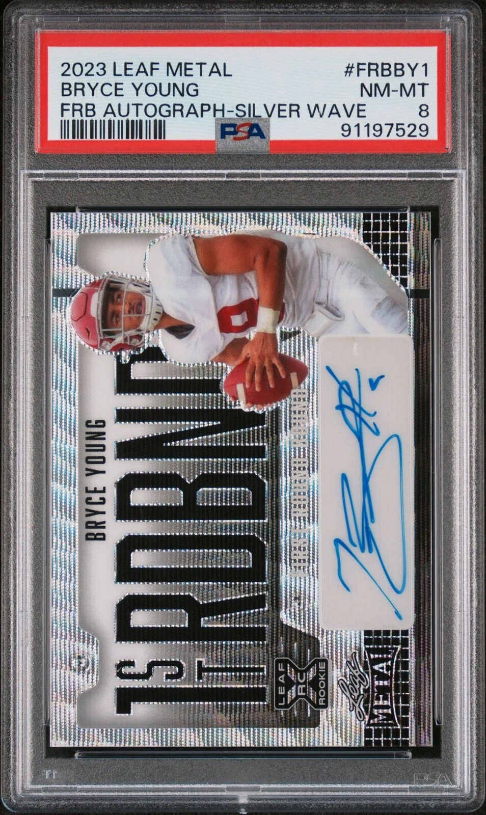Bryce Young Leaf Metal First Round Bound Autographs #FRBBY1 Silver Wave