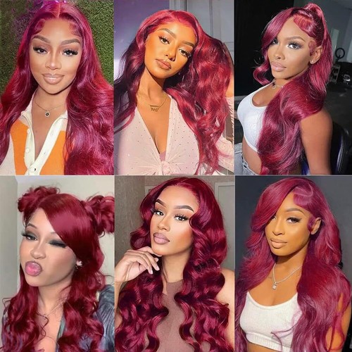 28 Inch 99j Burgundy Lace Front Wigs Human Hair Red Burgundy Wig Human Hair 1... - Picture 6 of 7
