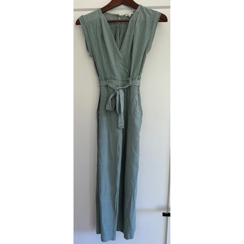 Monteau Girl Jumpsuit Kids Size 10 Green Sleeveless Tie Waist Casual - Picture 2 of 5