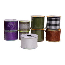 9 Rolls Of Assorted Colors Wired Edge Ribbon - Ruben- Burlap - 9 Feet Per Roll