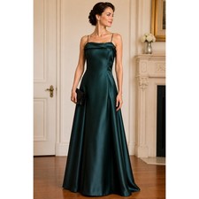 Michelangelo by David’s Bridal Hunter Green Satin Evening Gown Size 10 NWT
