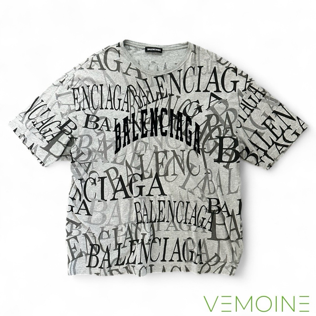 Size L Balenciaga AOP All Over Monogram Logo Tee Authentic