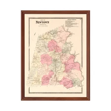 Old Map of Newtown, CT 1867 - Vintage Newtown Connecticut Ar