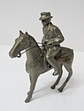 Vintage Metal Man On Horse SOUVENIR WHITE MTS., NH 4" Made In USA High #A1