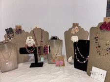 Lot Of 35 Pink Jewelry, All Kinds, New, Most With Tags Gift Cute Bright Mix