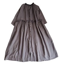 Nest Robe Linen Gathered Neck Flare Dress -Good Condition -From Japan