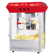 Countertop Popcorn Machine Antique Style Foundation Popper 8oz Kettle, Red
