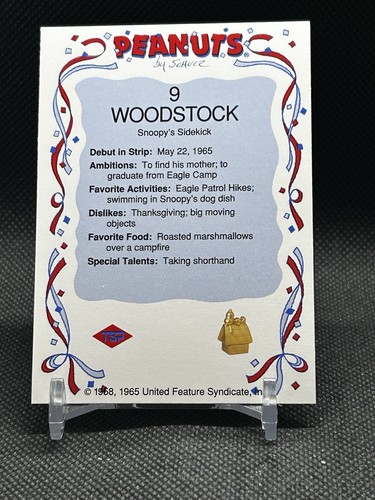 Woodstock Playing Baseball 1995 Peanuts Card #9 (NM) - Picture 2 of 2