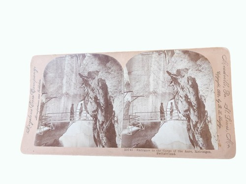 Antigua entrada Keystone Stereoview de la garganta del Aare Meiringen Suiza