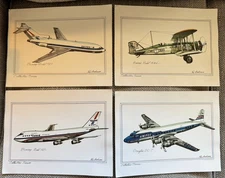 Lot Of 8 Framed Roy Anderson Aviation Plane Art - Collector Series 9 X 12