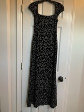 Black With Silver Thread Swirls Evening Gown