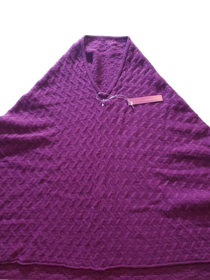 Poncho mediano de cachemir morado para mujer Foto 4 de 4