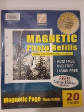 Thompson Products Magnetic Photo Refills 20 Self-Stick Pages Acid PVC Free NOS