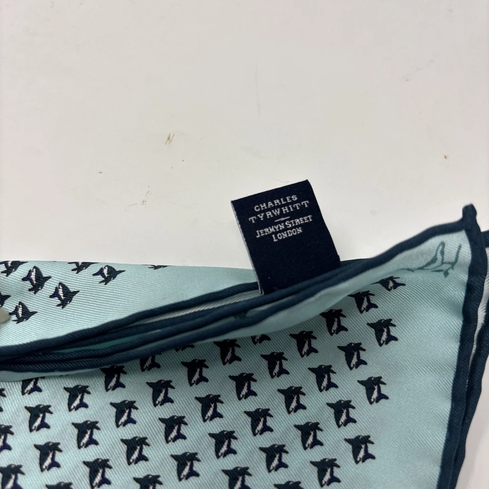 Silk Pocket Square Charles Tyrwhitt 12” Sharks Novelty Kitsch Preppy Old Money - Image 4 of 4