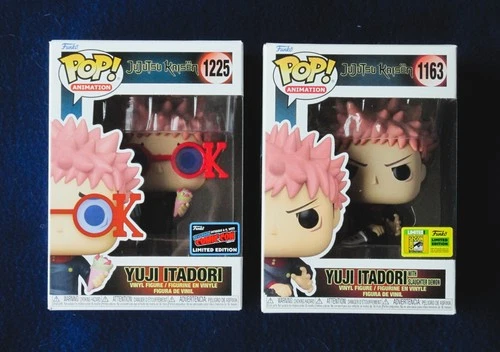 (2) Funko Pop Yuji Itadori Official  NYCC #1225 & SDCC #1163 Lot  Jujutsu Kaisen