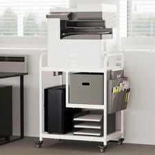 Large Printer Stand with Removable Storage Drawer, Mobile Printer Table with ...