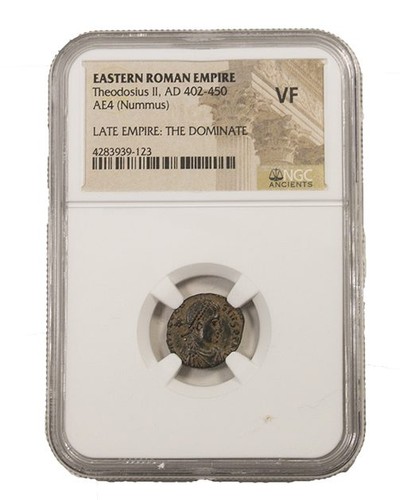 Theodosius II Bronze Coin NGC Certified VF Roman Ae AD 402-450 Collectible