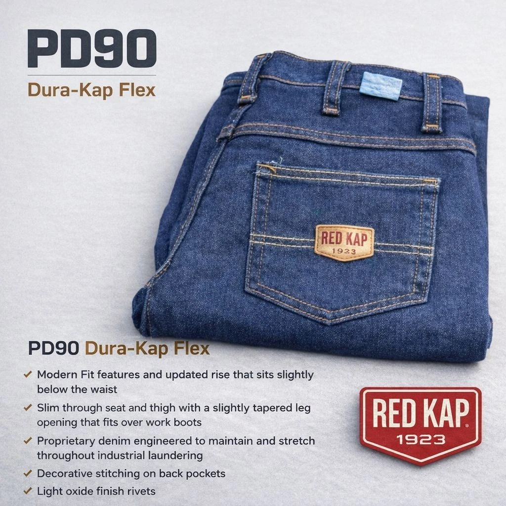 Red Kap PD90 Men's Dura-Kap Flex Work Jeans - Prewashed Indigo