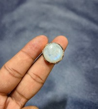 Rainbow Moonstone Pure Copper Ring Handmade Adjustable Gemstone Ring Jewelry