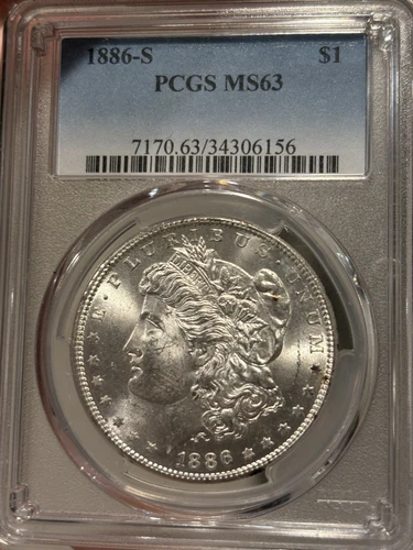 1886-S $1 PCGS MS63 - Morgan Dollar Semi Key Date
