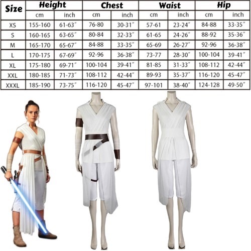 Star Wars The Rise of Skywalker Rey Cosplay Costume Halloween Dress Pants Outfit - Picture 12 of 16