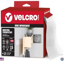 VELCRO Heavy-Duty Industrial Strength Adhesive Fasteners | 15ft x 2in White Tape