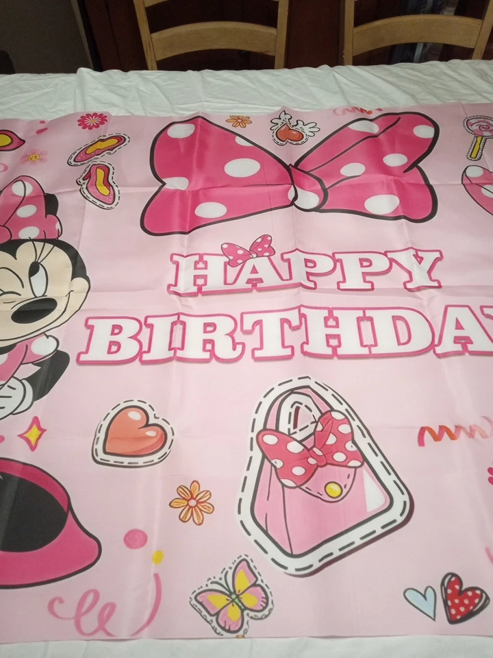 Minnie Mouse Happy Birthday Banner Backdrop Wall Hanger 48.5 X 31.5 Inches - Image 3 of 4