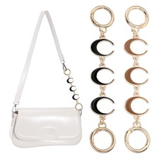 Bag Extender Chain, 2 Pcs Purse Strap Moon Shape Chain, Black/Brown