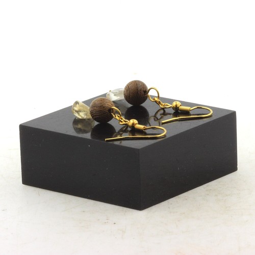 Boucles D'oreilles En Acier Doré Avec Perle Cyanite Verte Du Brésil - Fabriqué En France, Marque A Bijoux, Neuf Avec étiquettes