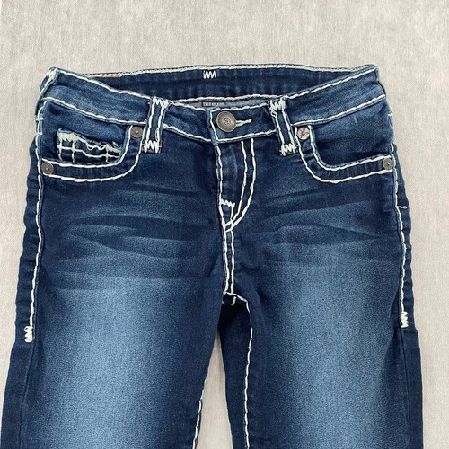 True Religion Pants Girls 7 Blue Jeans Casey Super T Stretch Pockets Kids - Picture 3 of 16