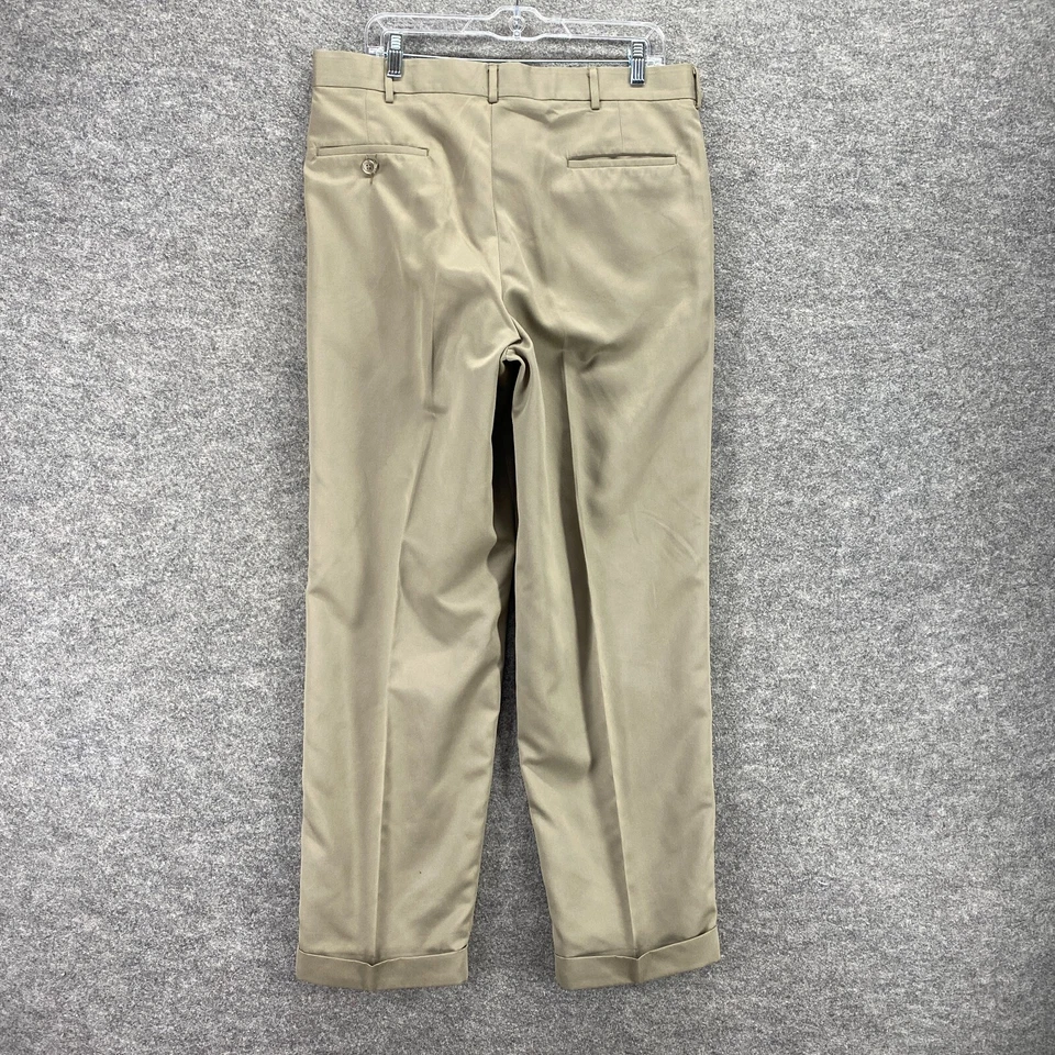 Pantalones Farah Hombre 36*32 Beige Tiro Medio Plisados Puños Bolsillos Calce Regular Recto Foto 2 de 4