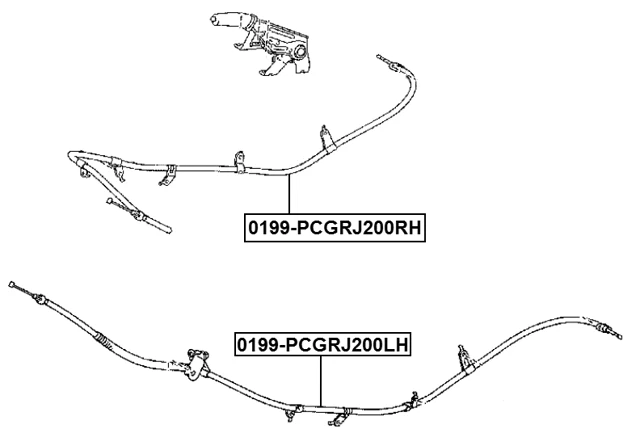 Cable de freno de estacionamiento, trasero derecho Febest 0199-PCGRJ200RH OEM 46420-60090 Foto 2 de 3