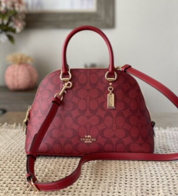 NWOT COACH 2558 Katy Satchel In Signature Canvas & Leather 1941