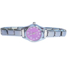 Round Violet Italian Charm Watch - 9mm Trendy '90s 2000s Jewelry Bracelet